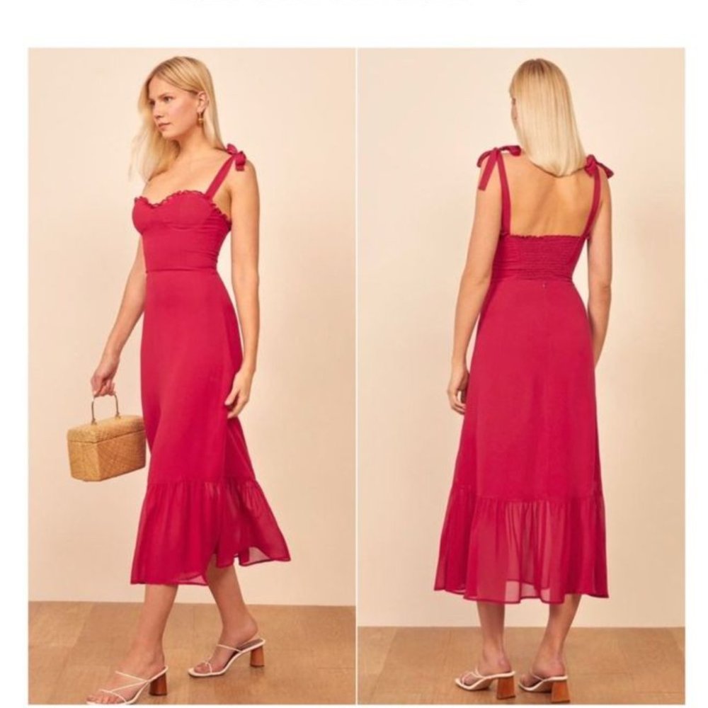 Reformation Nikita Midi Dress in Rhubarb 4